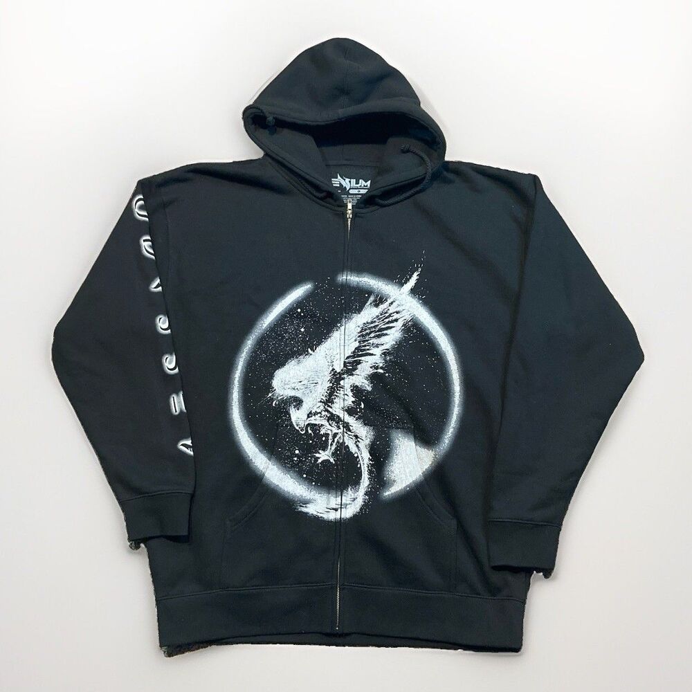 ILLENIUM Music x Odyssey Graphic Print Full Zip Black Las Vegas Hoodie Sz XL